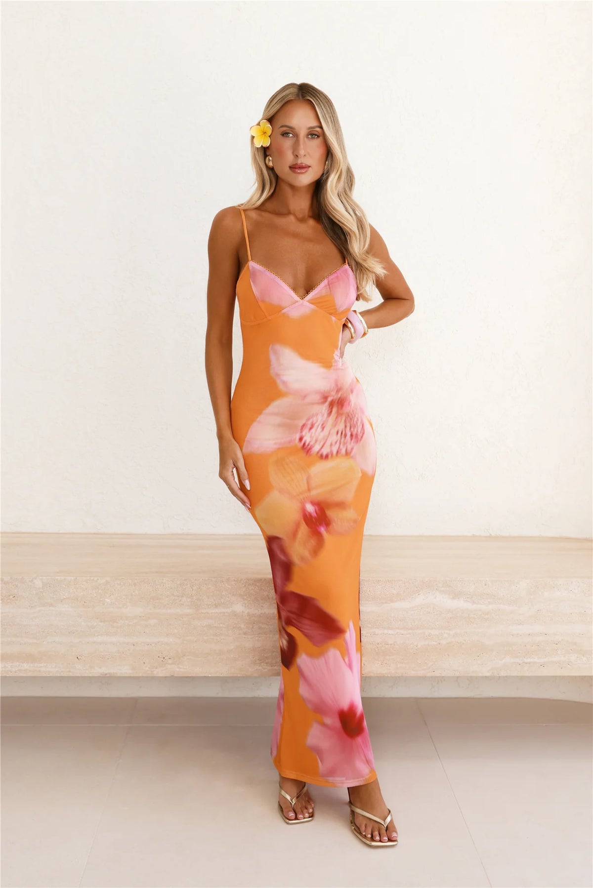 Sunset Sangria Mesh Maxi Dress Orange
