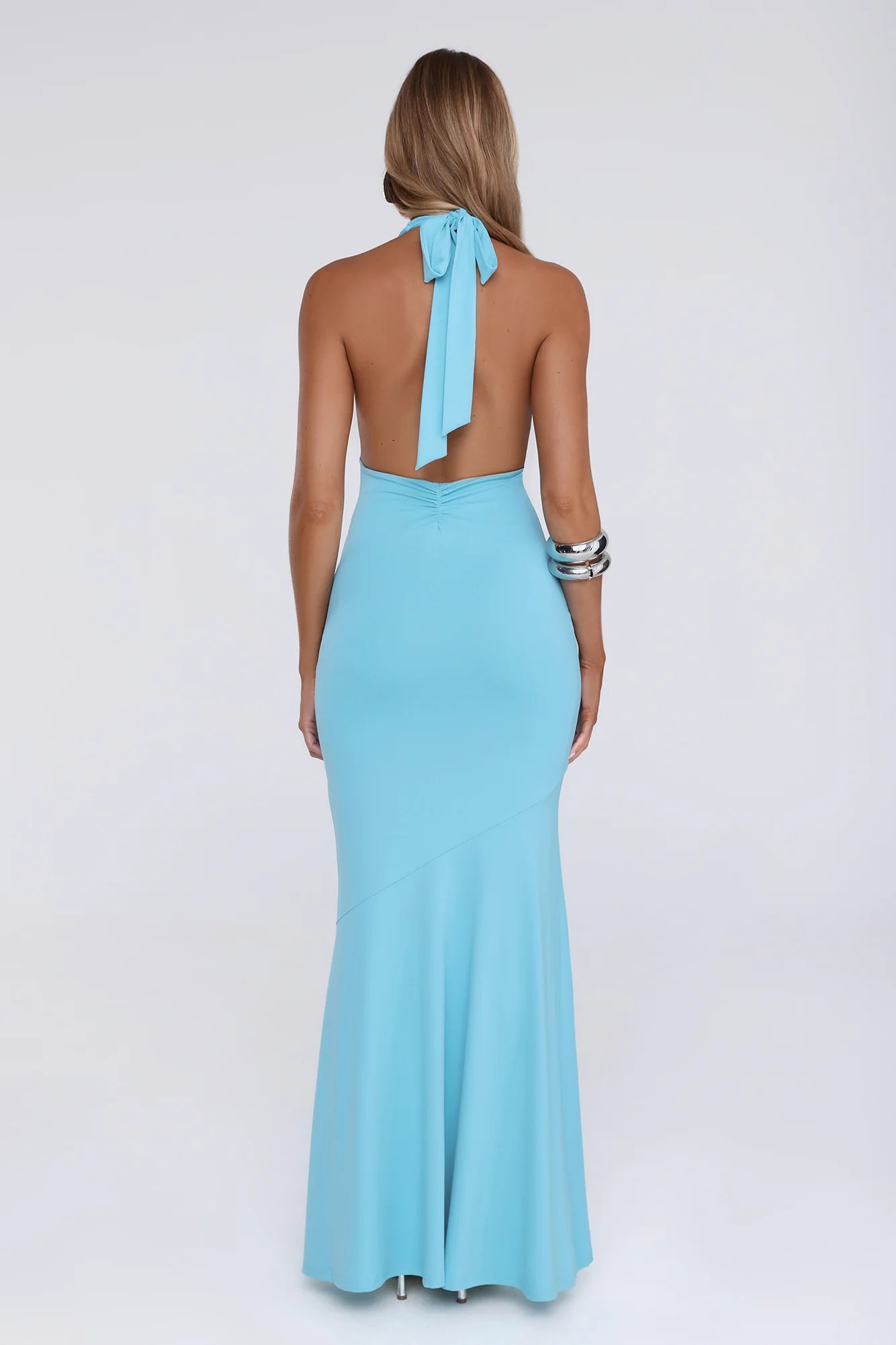 The Editorial Wardrobe Halter Maxi Dress Blue