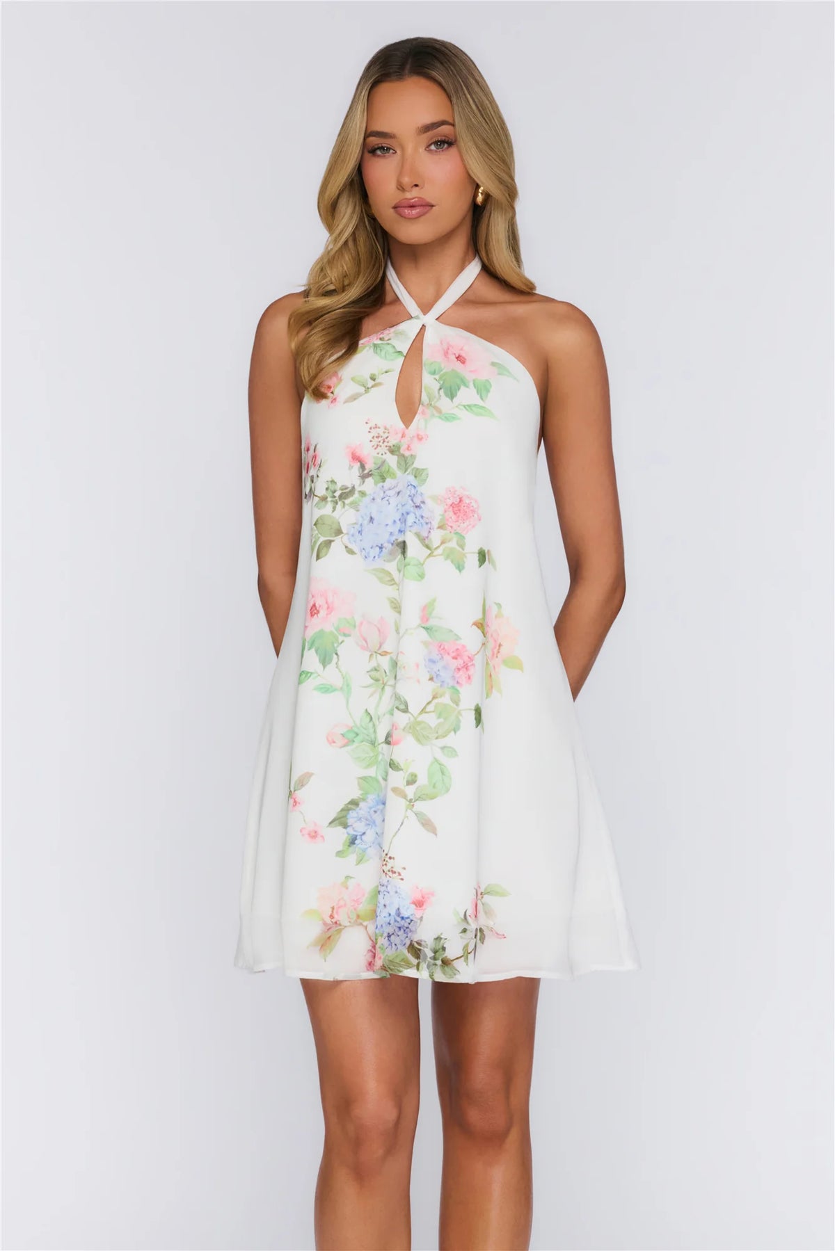 Playful Day Halter Mini Dress Floral