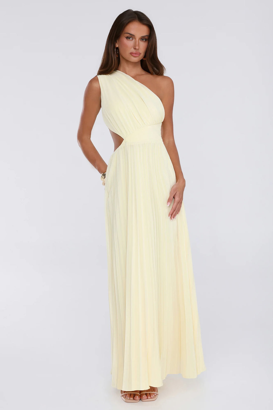 Summer Seduction One Shoulder Maxi Dress Yellow