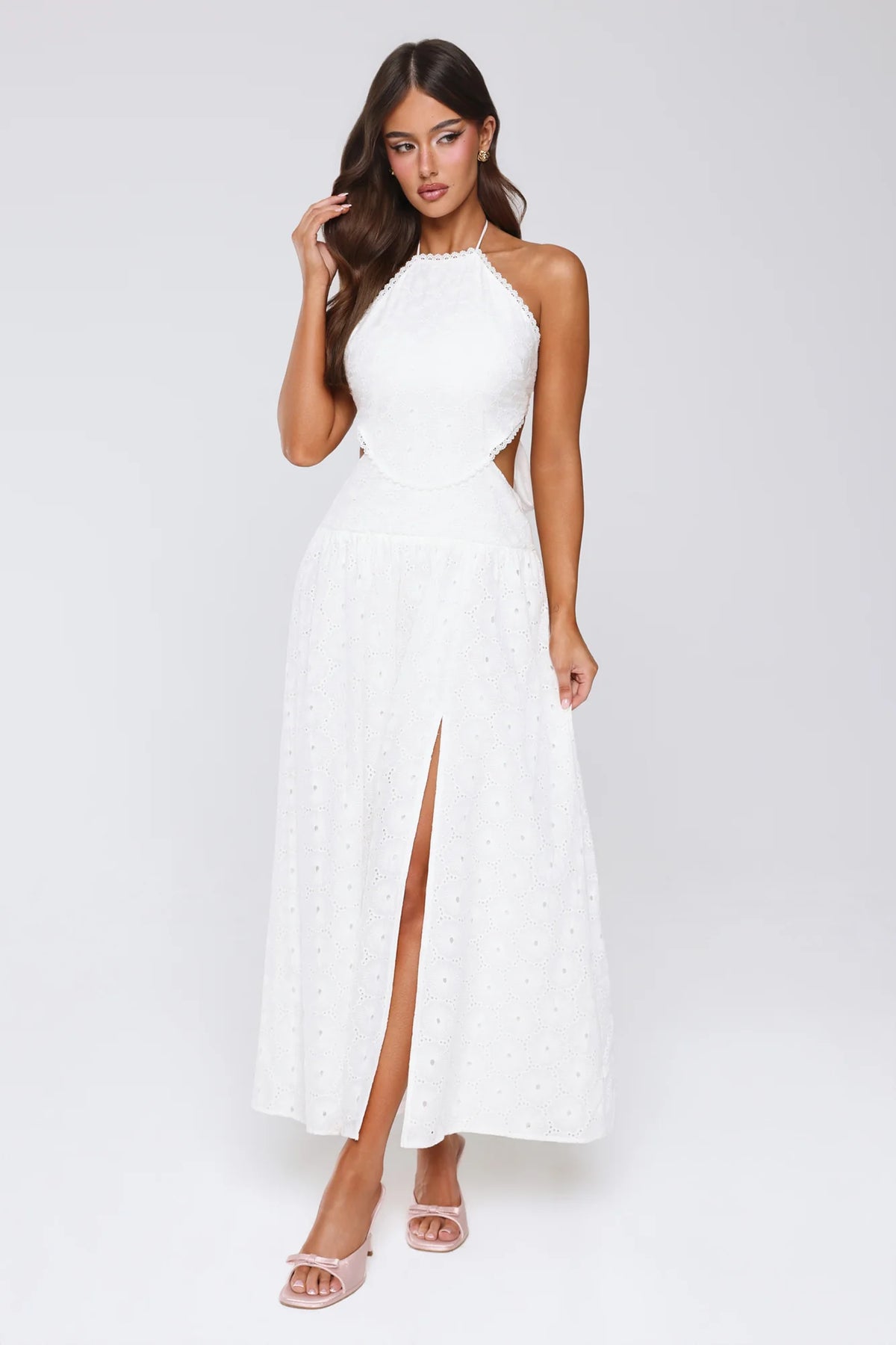 Soft Swoon Halter Maxi Dress Off White
