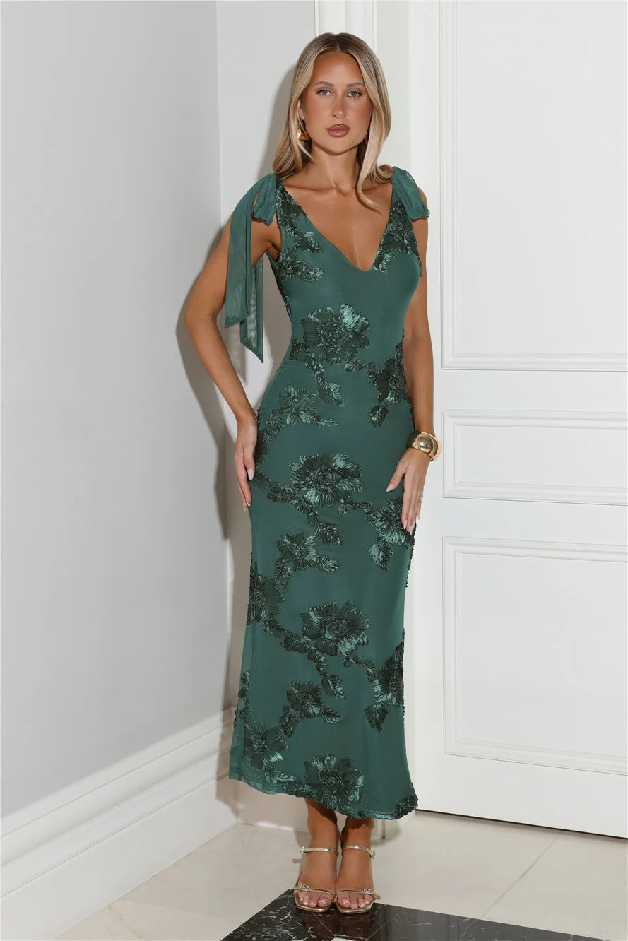 Golden Doll Mesh Maxi Dress Teal