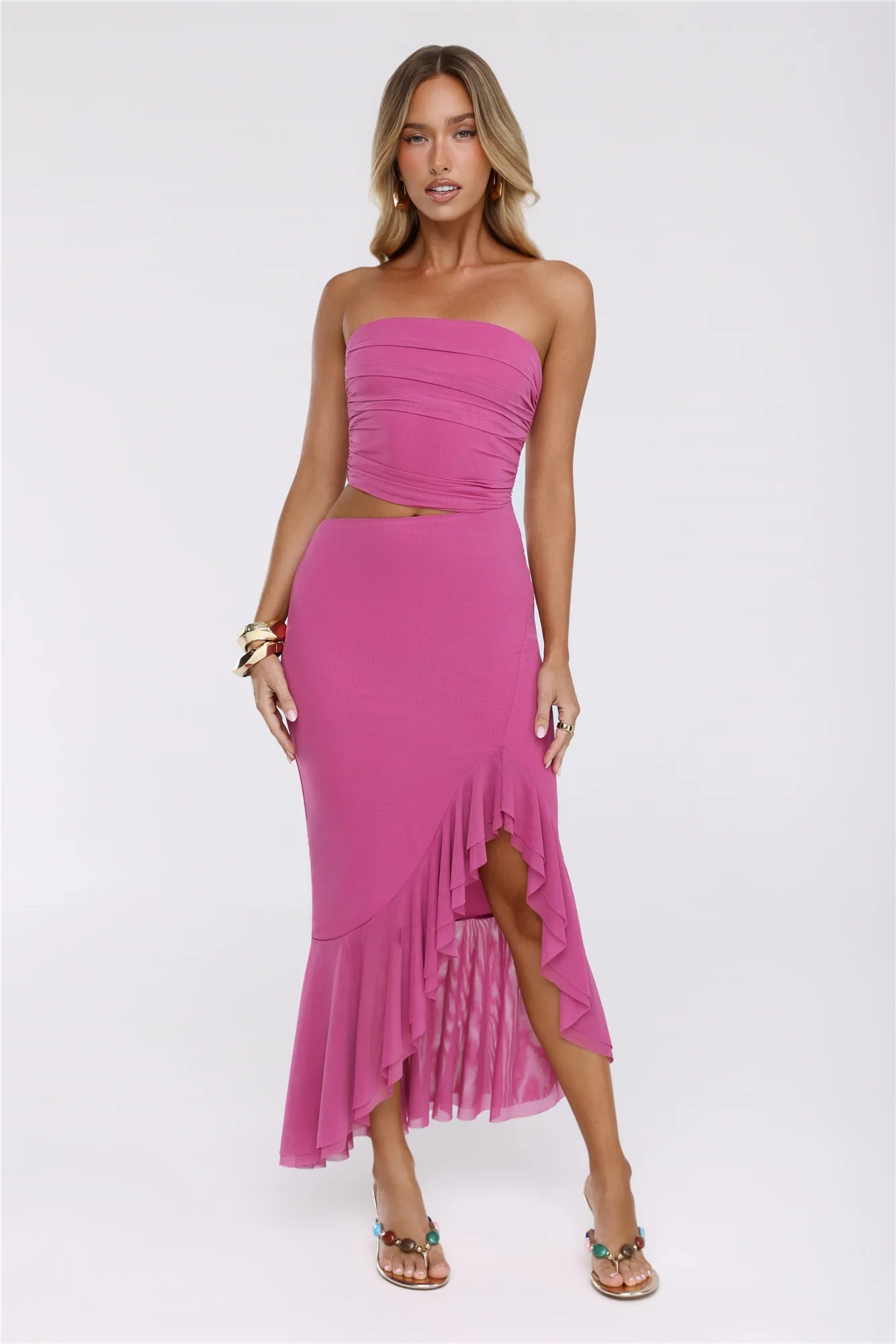 Editorial Instinct Strapless Maxi Dress Plum