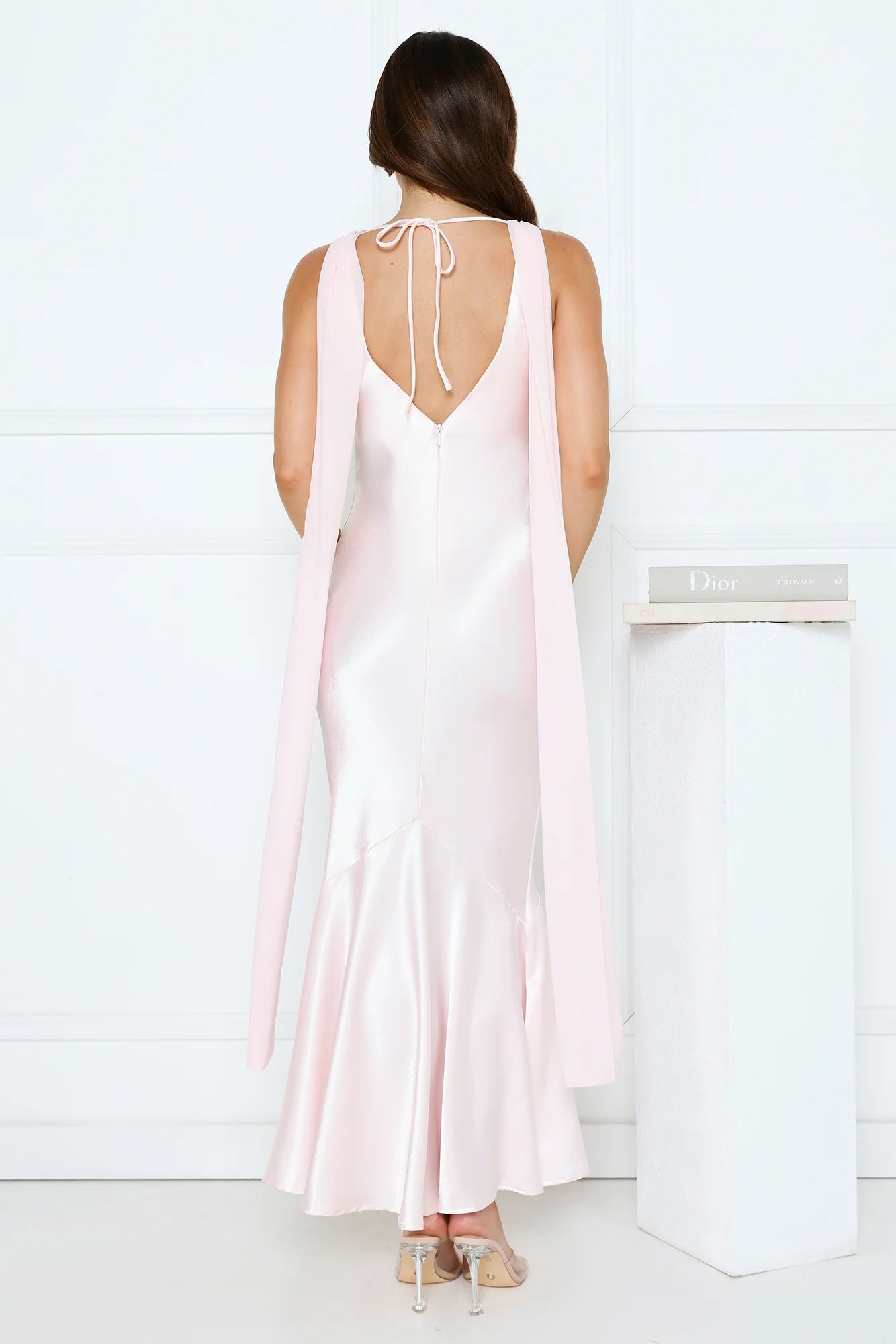 Celestial Evening Satin Maxi Dress Pink
