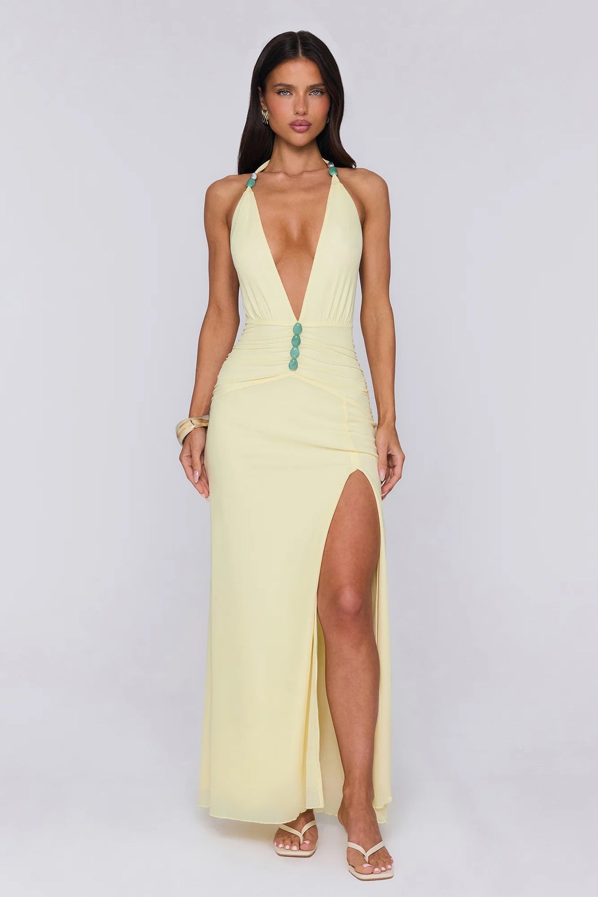 Secret Embrace Halter Maxi Dress Yellow