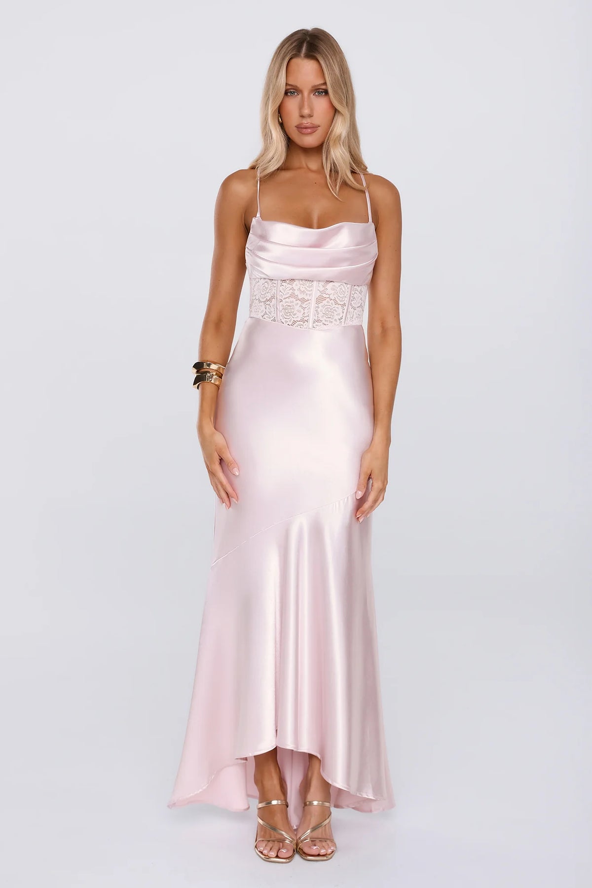Silker Moments Satin Maxi Dress Pink