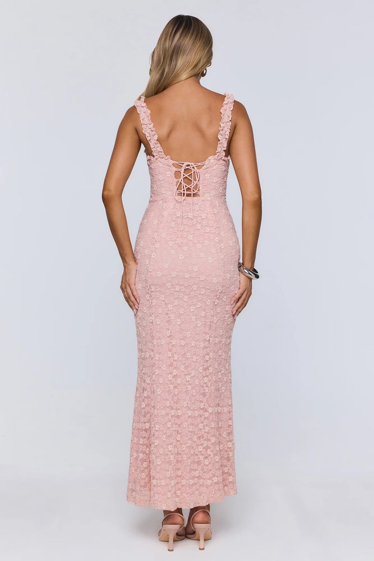 Seaside Society Lace Maxi Dress Pink