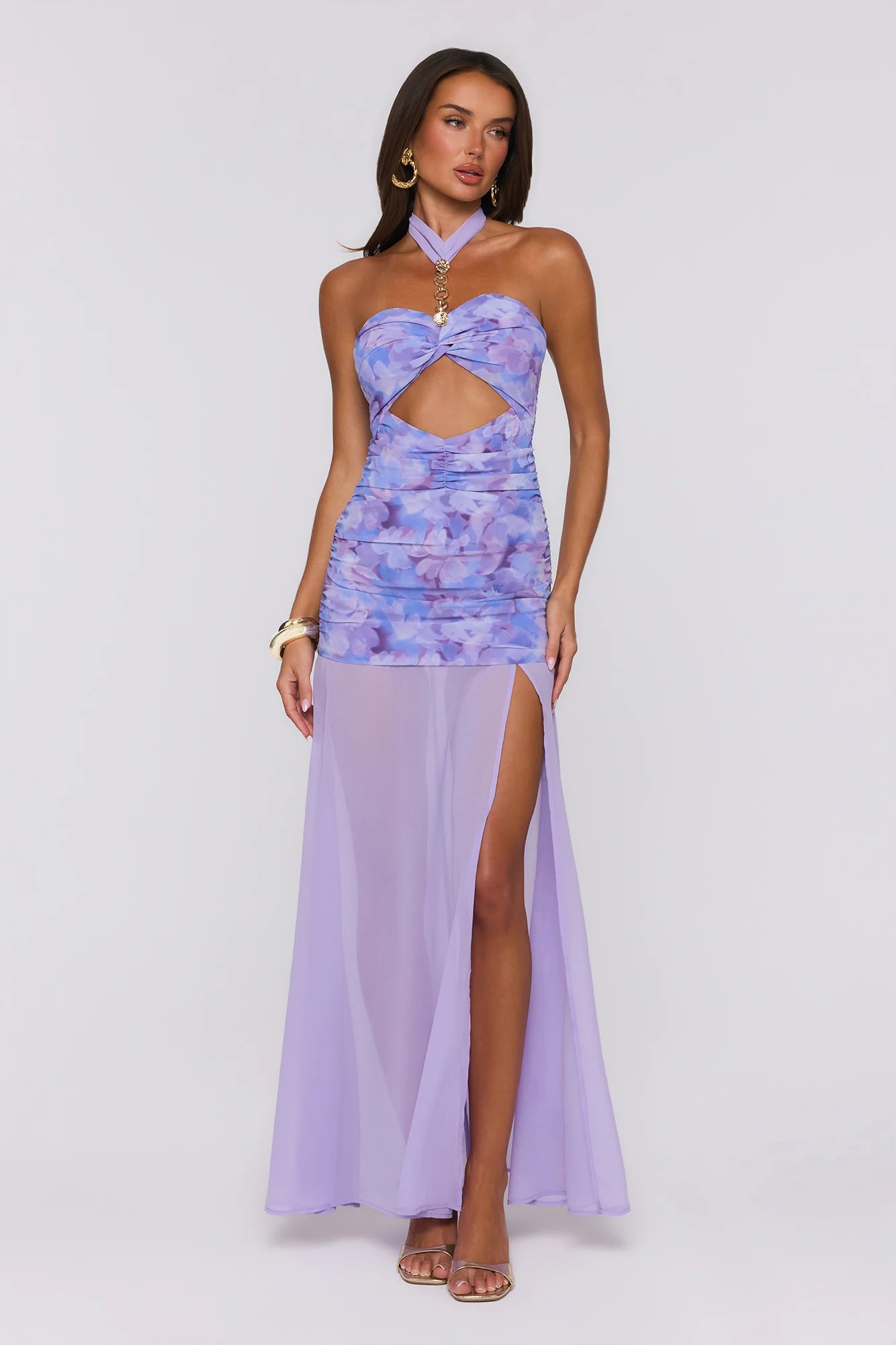 Lilac Whisper Halter Maxi Dress Lilac