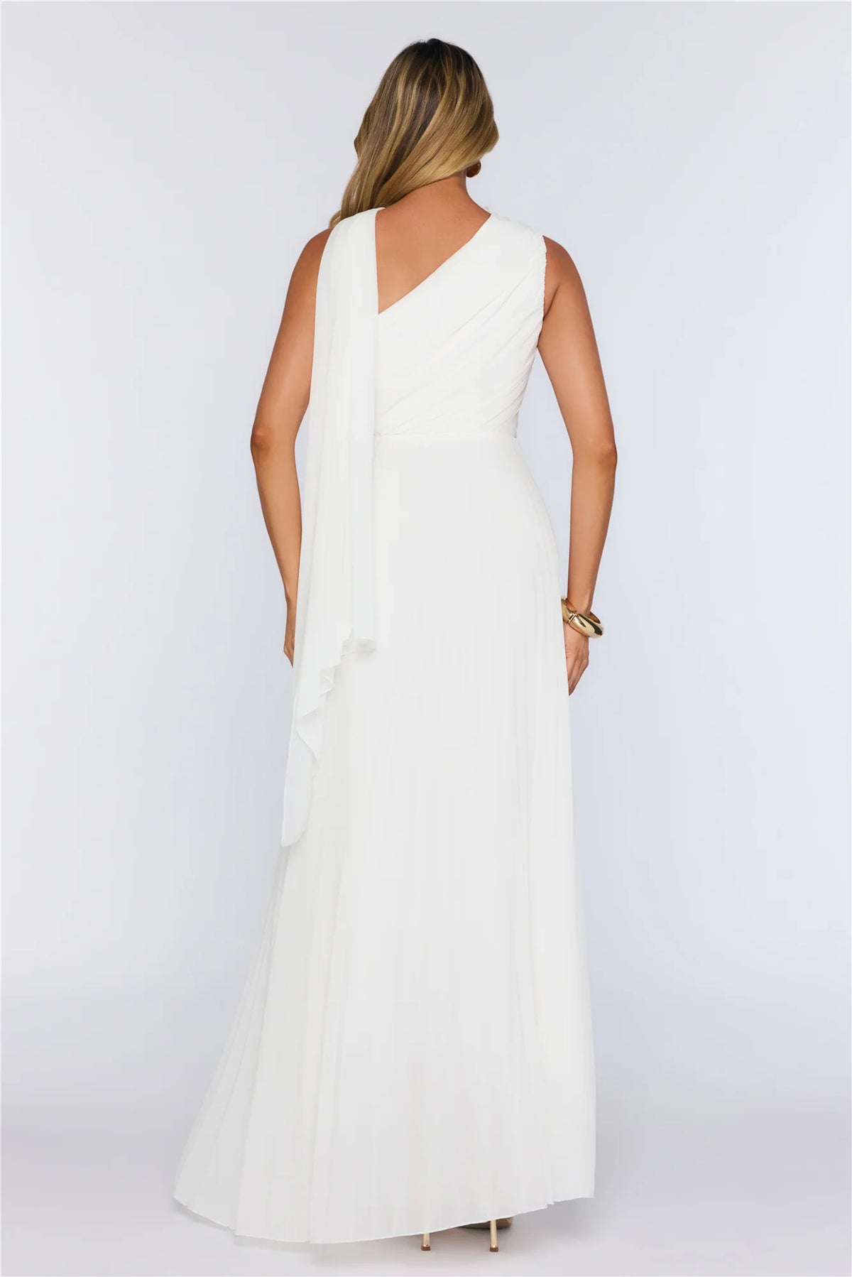 Rosy Romance One Shoulder Maxi Dress White