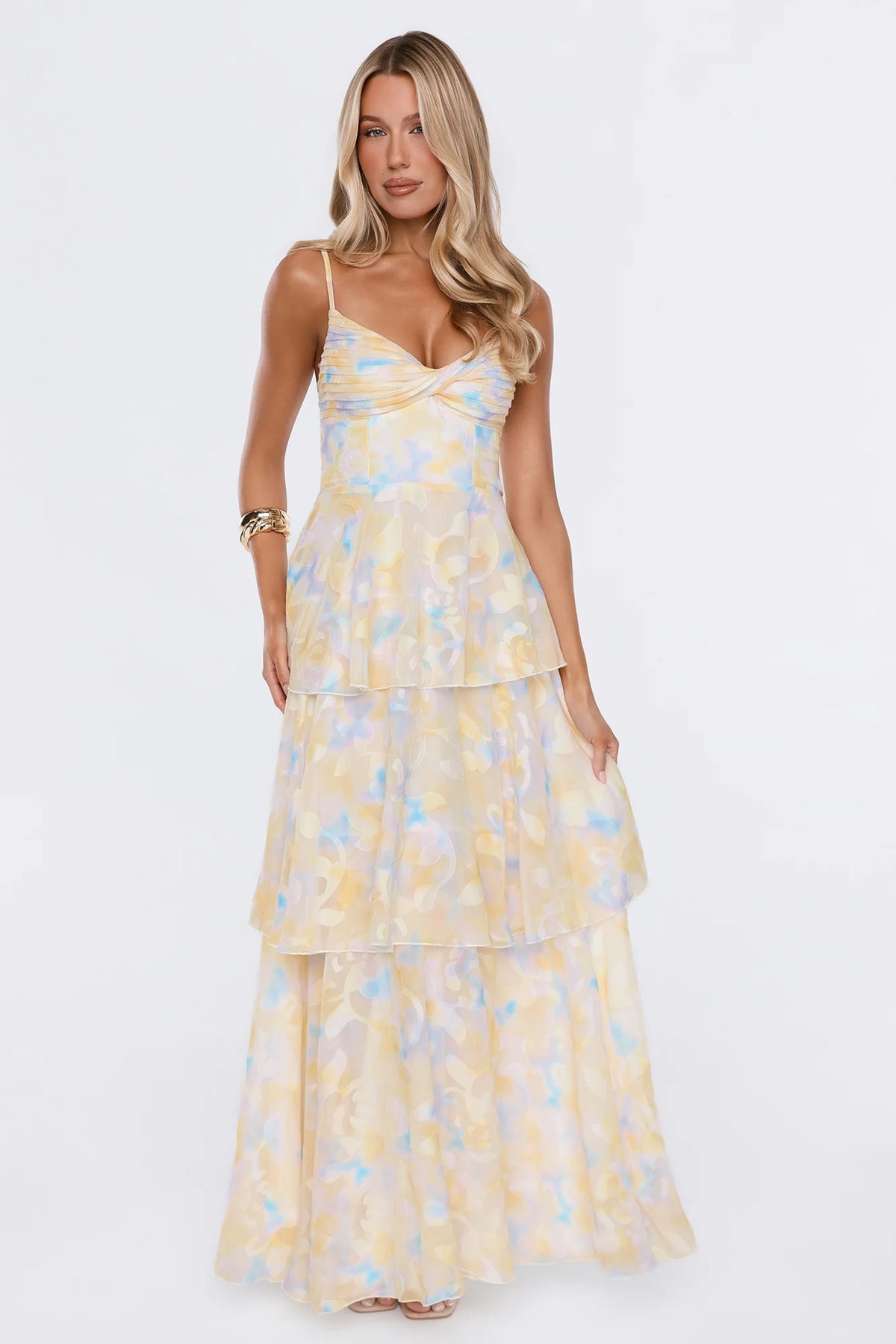 Sweet Luxury Maxi Dress Yellow Print