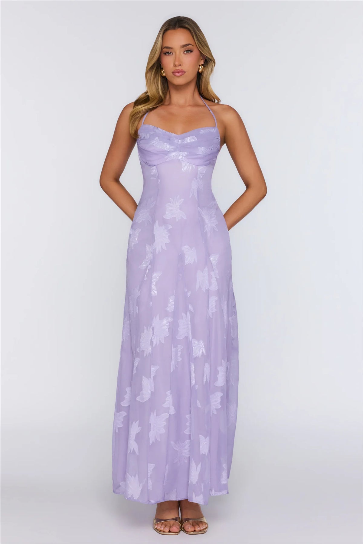 Dress Edit Halter Maxi Dress Purple