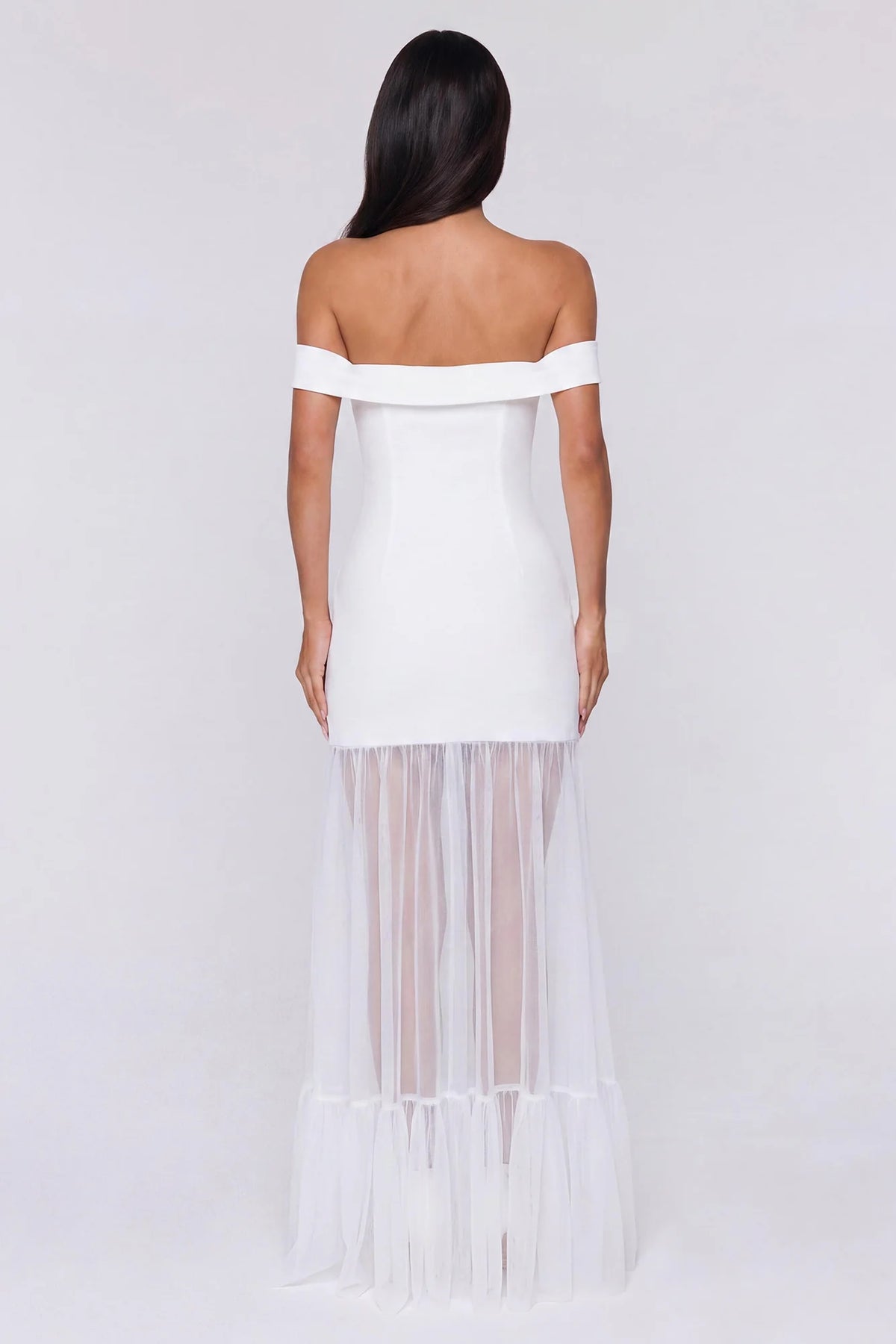 Pretty Lullaby Off Shoulder Maxi Dress White