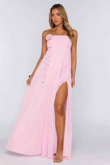 Dreamcatcher Edit Strapless Pleated Maxi Dress Pink