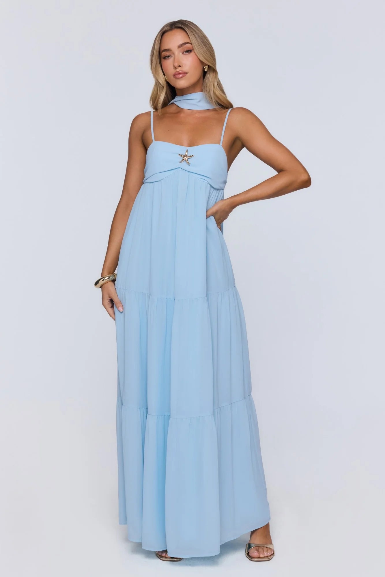 Flowing Sea Maxi Dress Blue