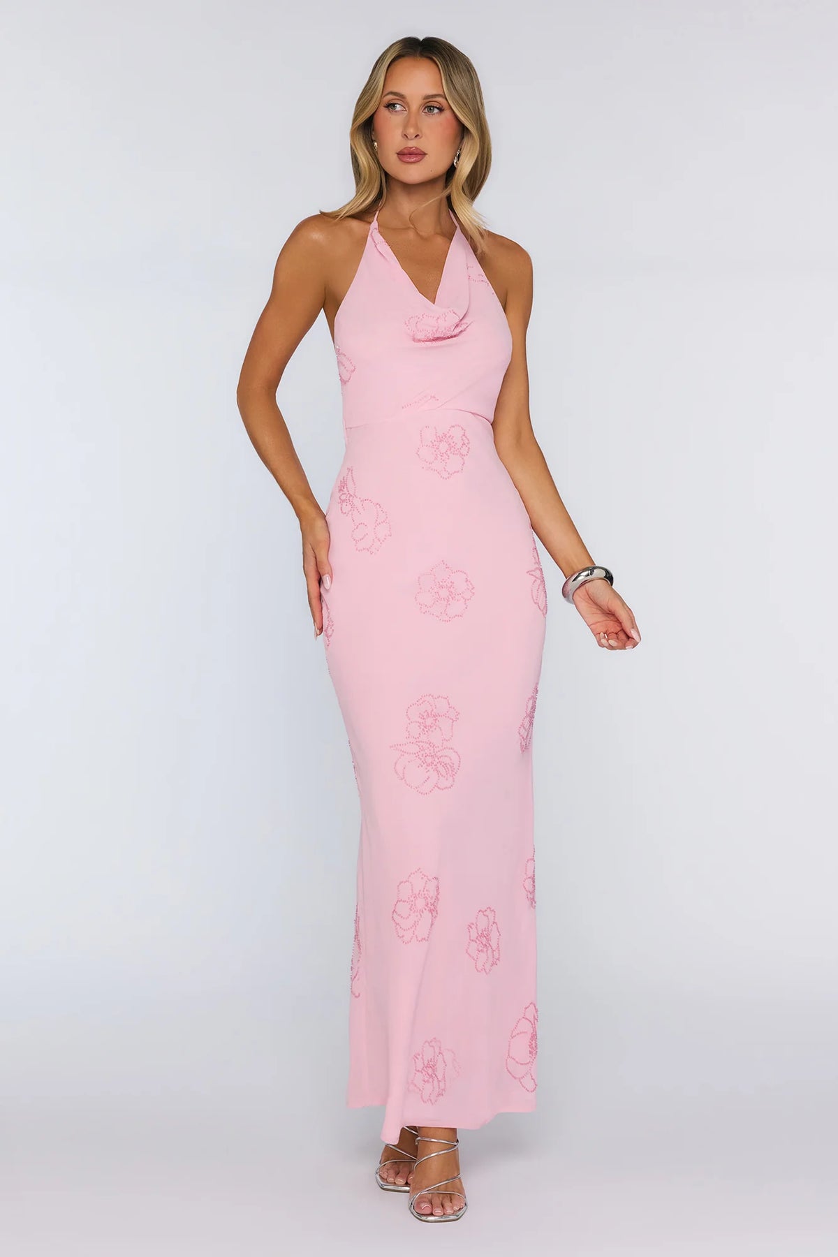 Soft Glow Up Halter Maxi Dress Pink