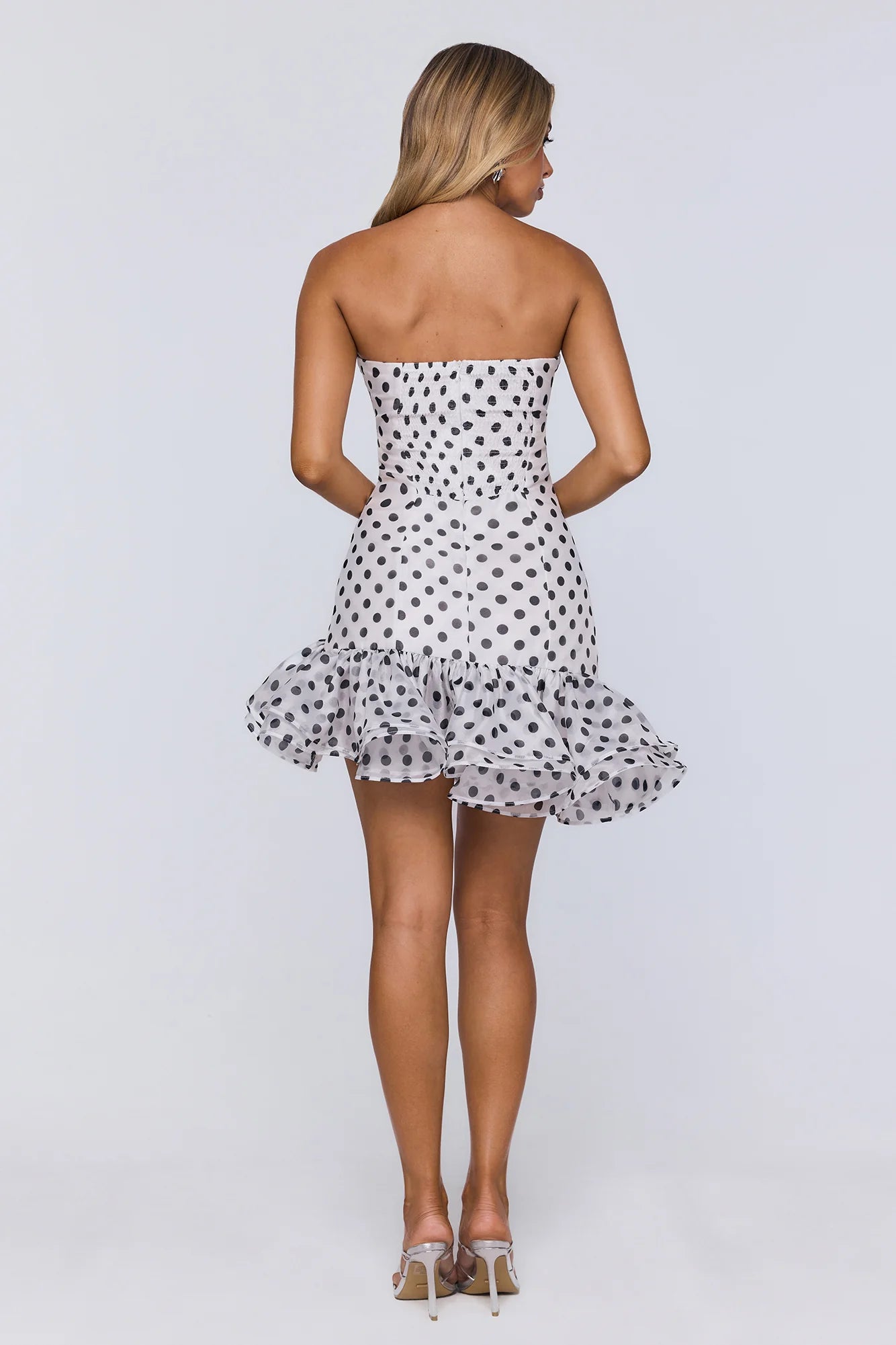 Trends In Focus Strapless Polka Dot Mini Dress White