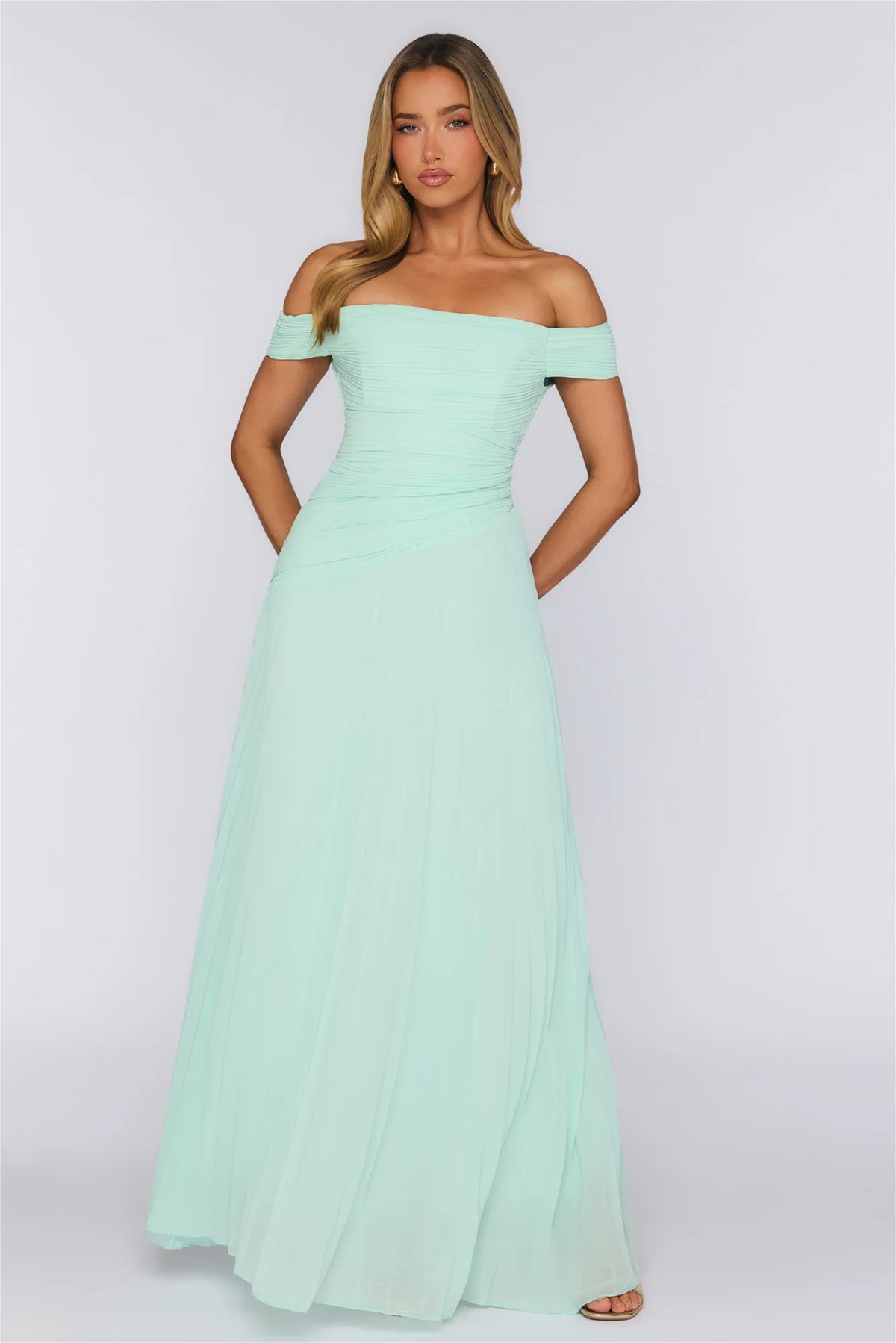 The Look Speaks Off Shoulder Maxi Dress Mint