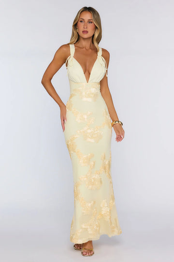 Effortless All Day Mesh Maxi Dress Yellow