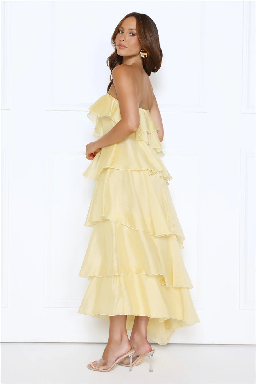 Private Affair Strapless Maxi Dress Yellow