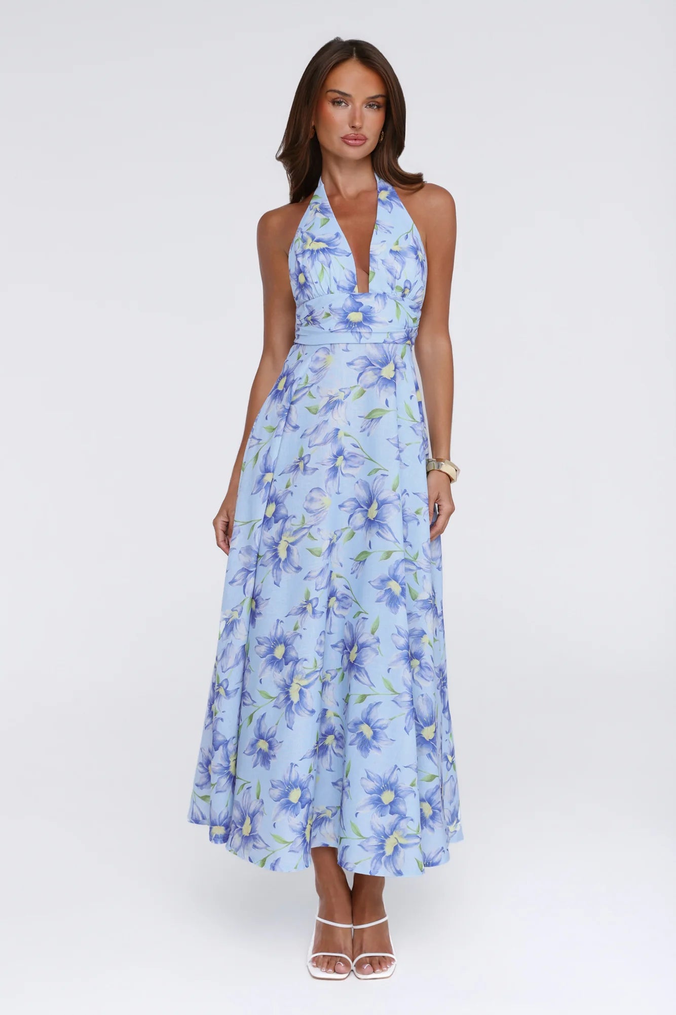 Doll Season Halter Maxi Dress Blue