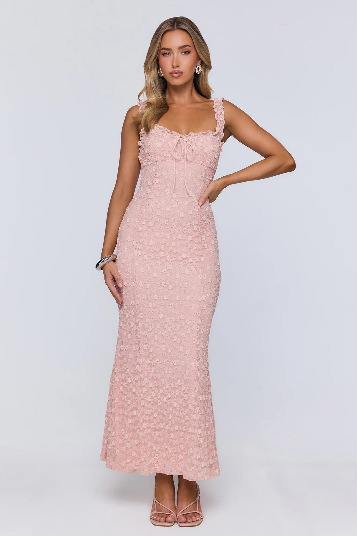 Seaside Society Lace Maxi Dress Pink