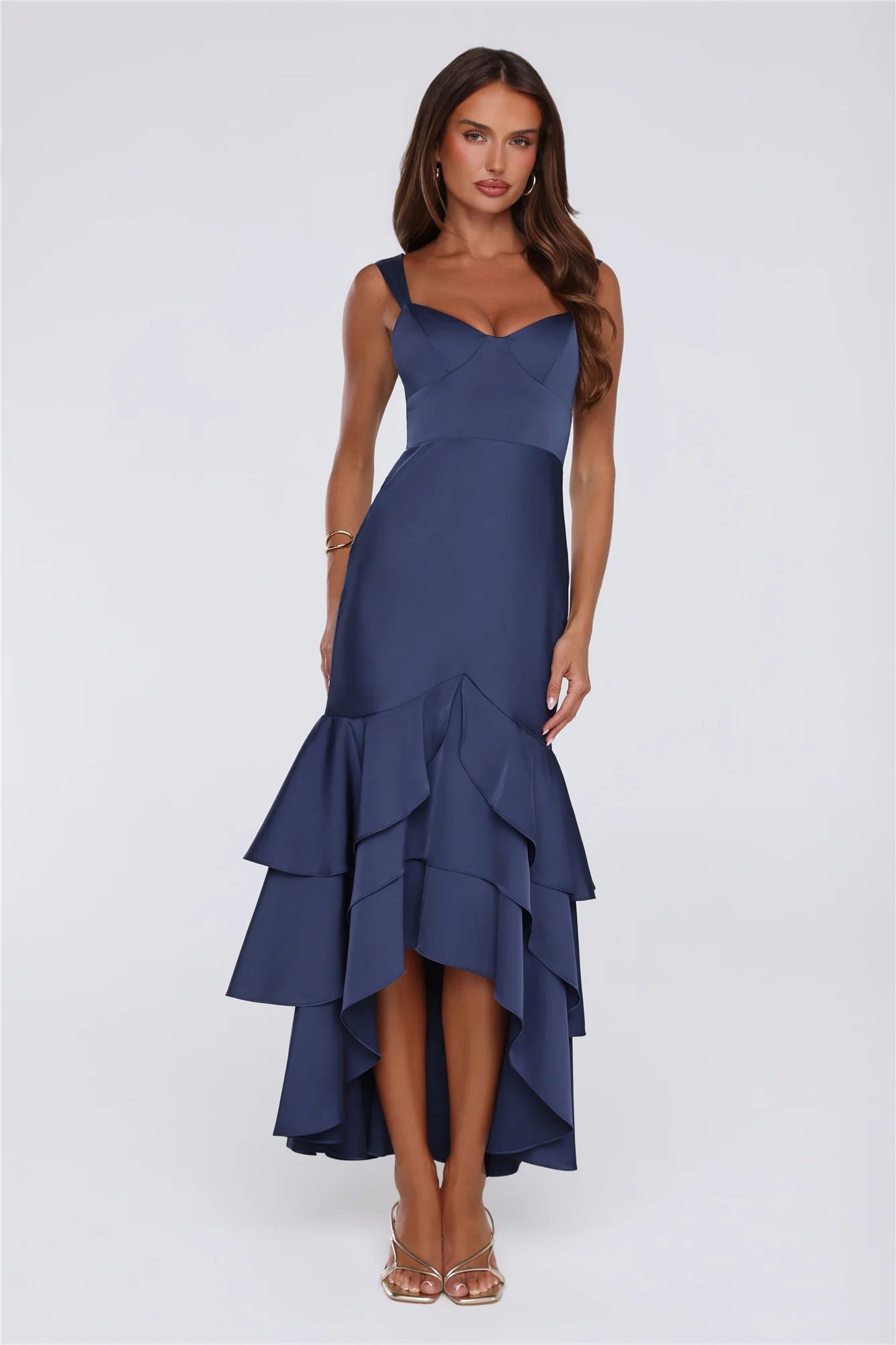 Formal Whimsy Satin Maxi Dress Navy