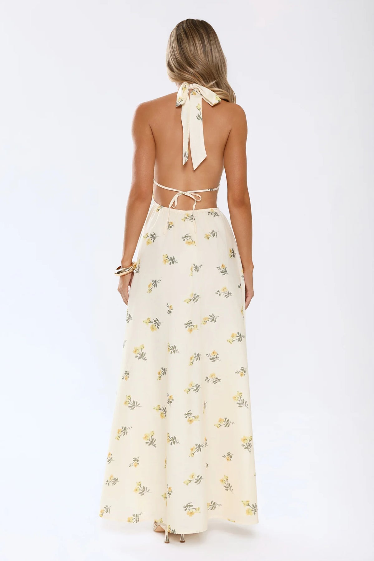 Sweet Reverie Halter Maxi Dress Yellow