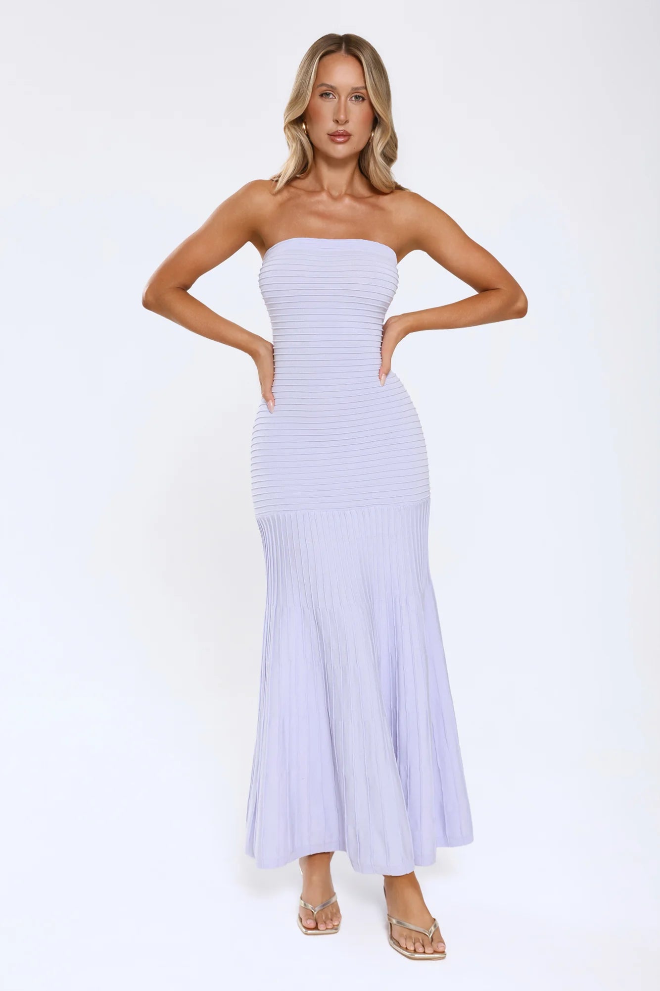 Statement Mode Strapless Maxi Dress Lilac