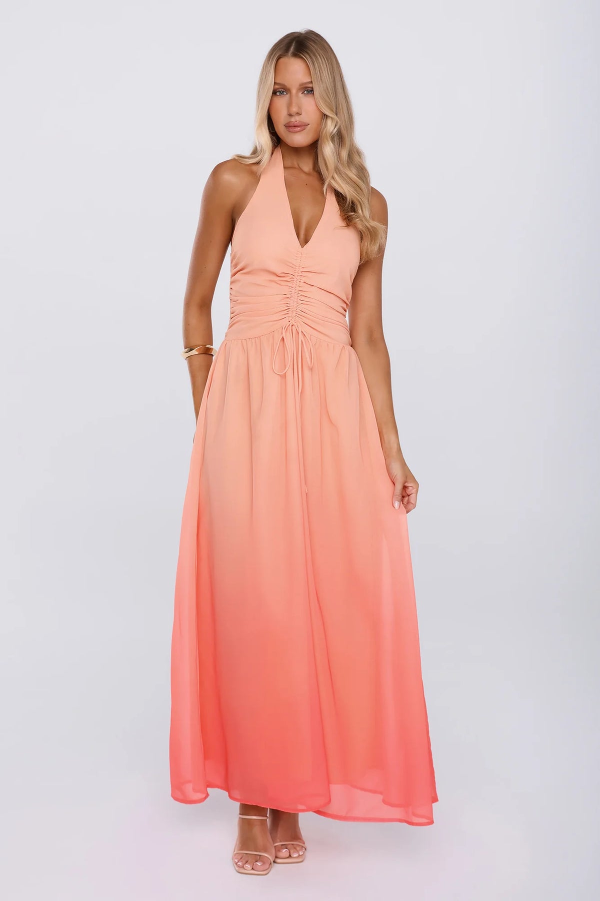 Always Invited Halter Maxi Dress Orange