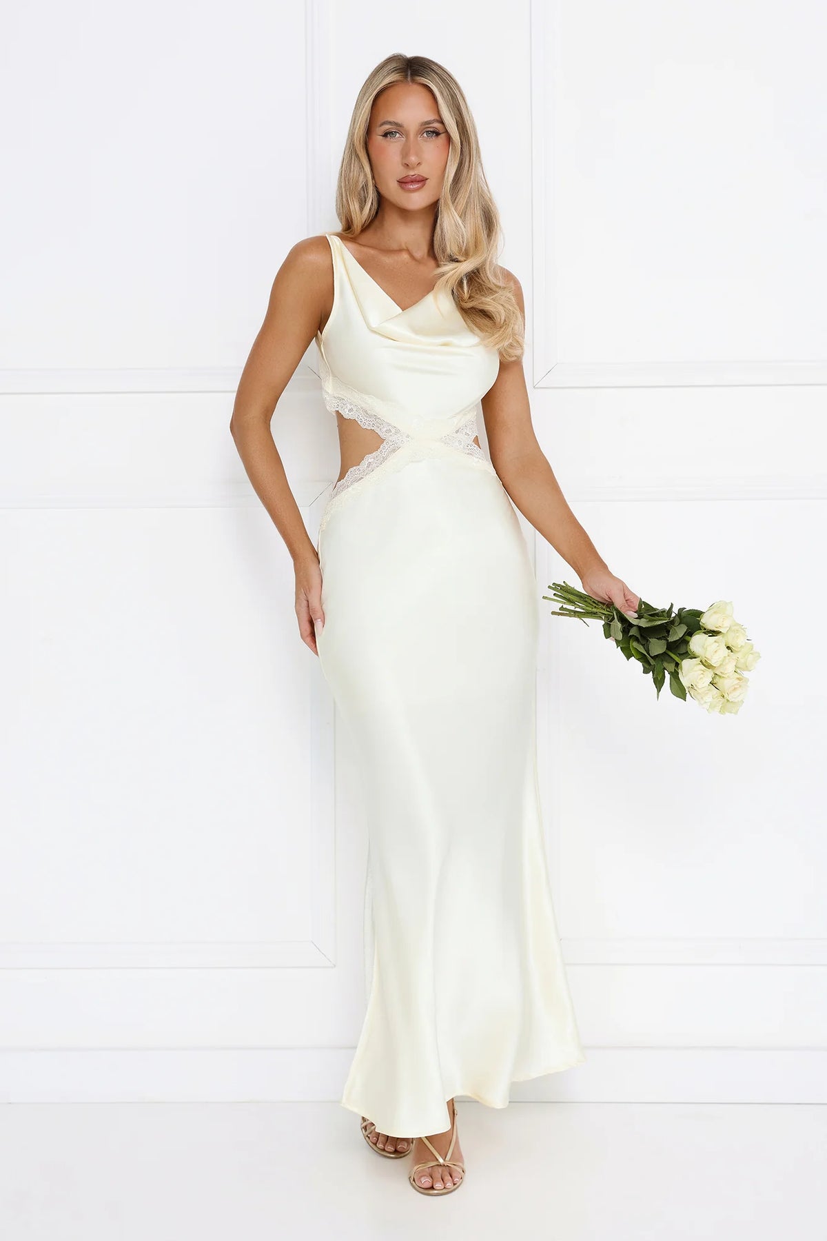 Metro Nights Satin Maxi Dress Yellow