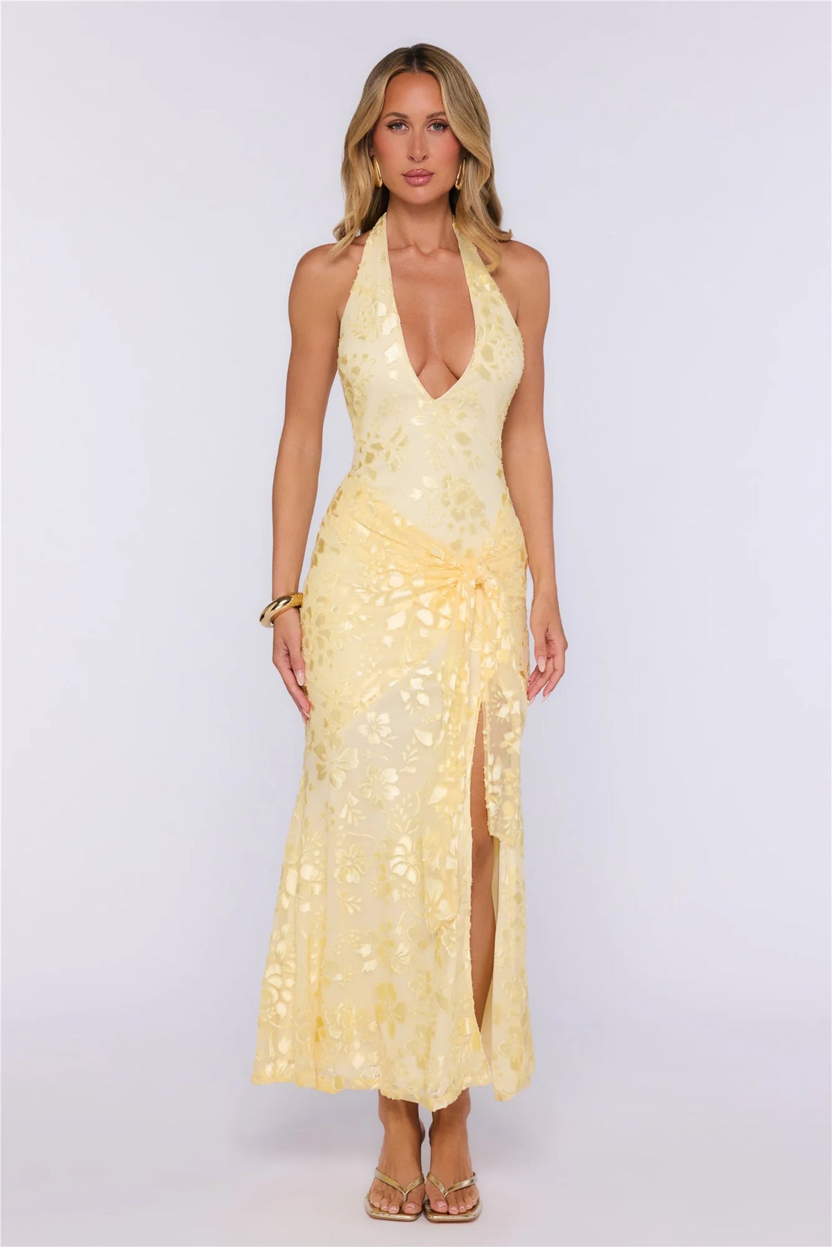 The Wish List Halter Maxi Dress Yellow