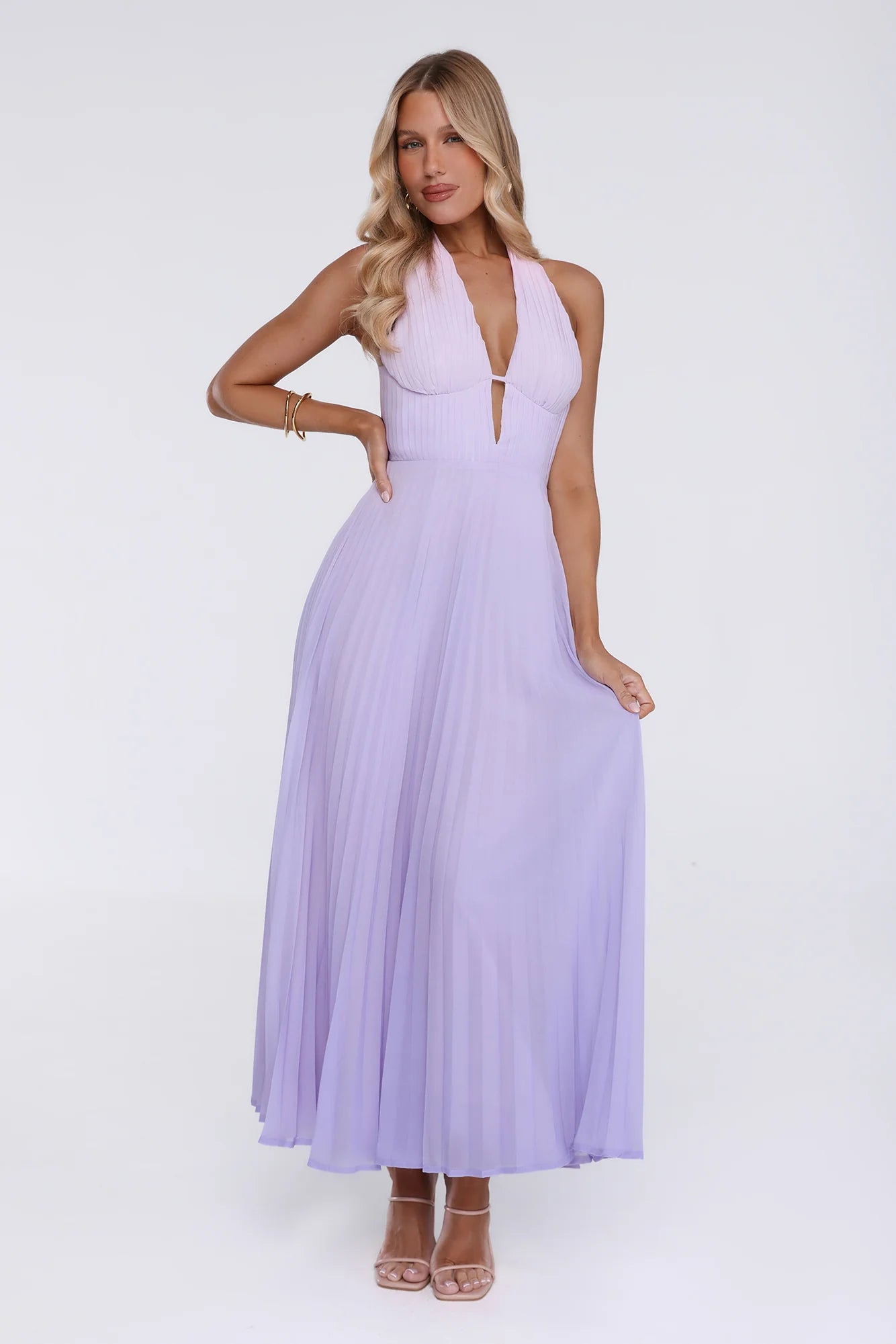 Chic Energy Shift Halter Maxi Dress Purple