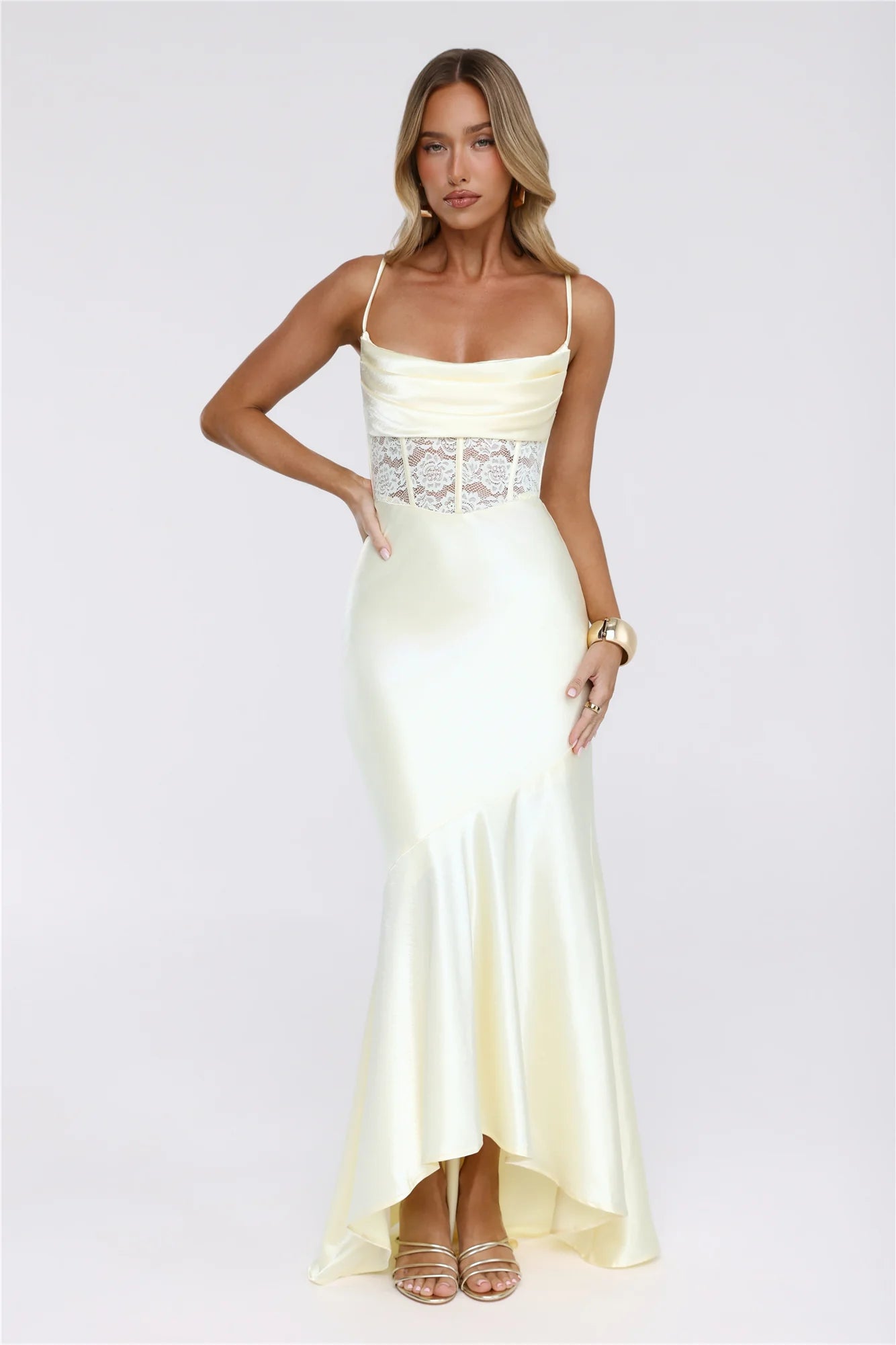 Silker Moments Satin Maxi Dress Yellow