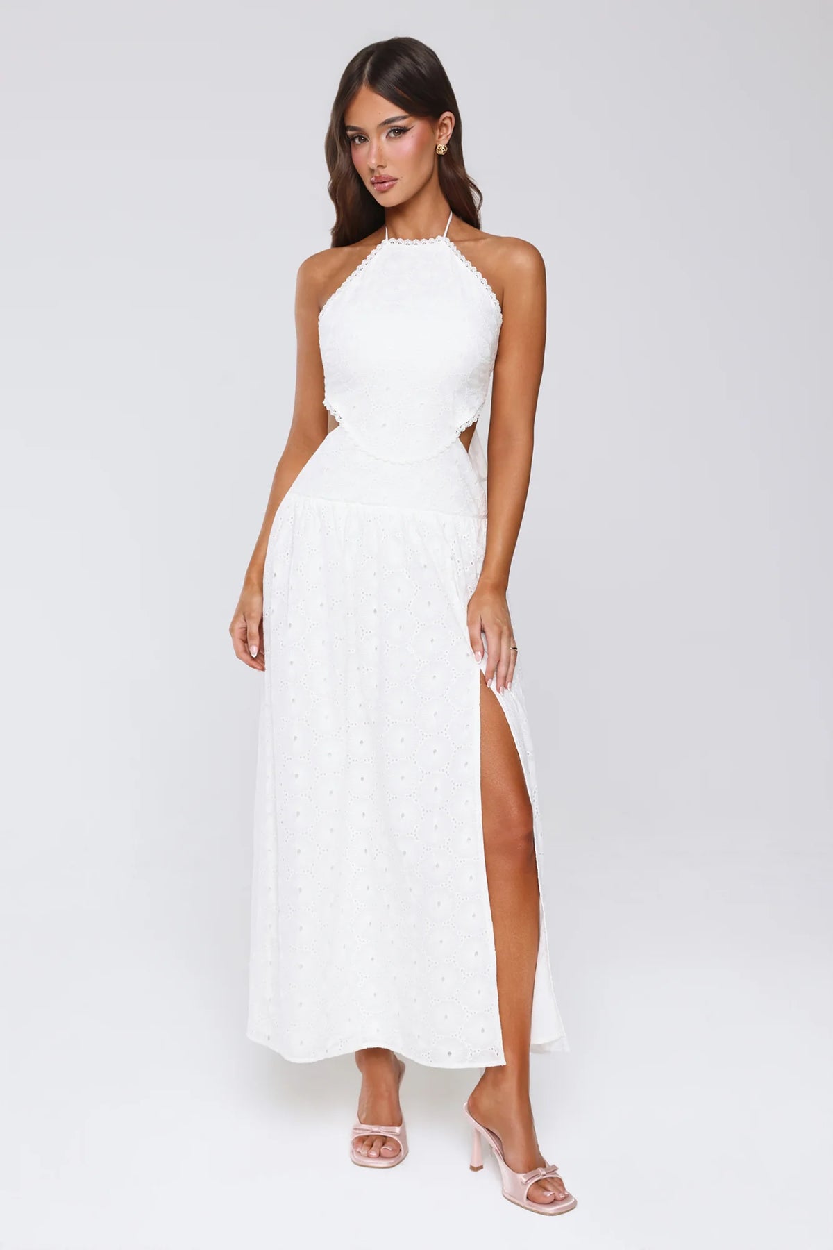 Soft Swoon Halter Maxi Dress Off White