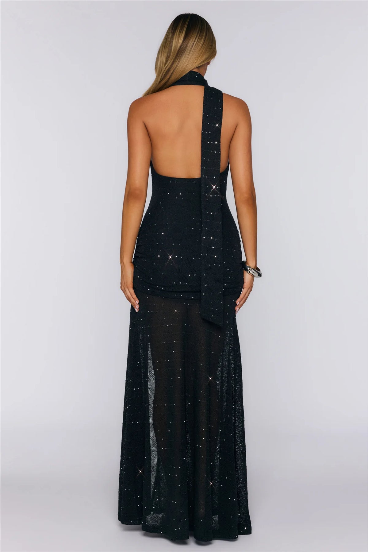 Wildflower Way Knit Sequin Maxi Dress Black