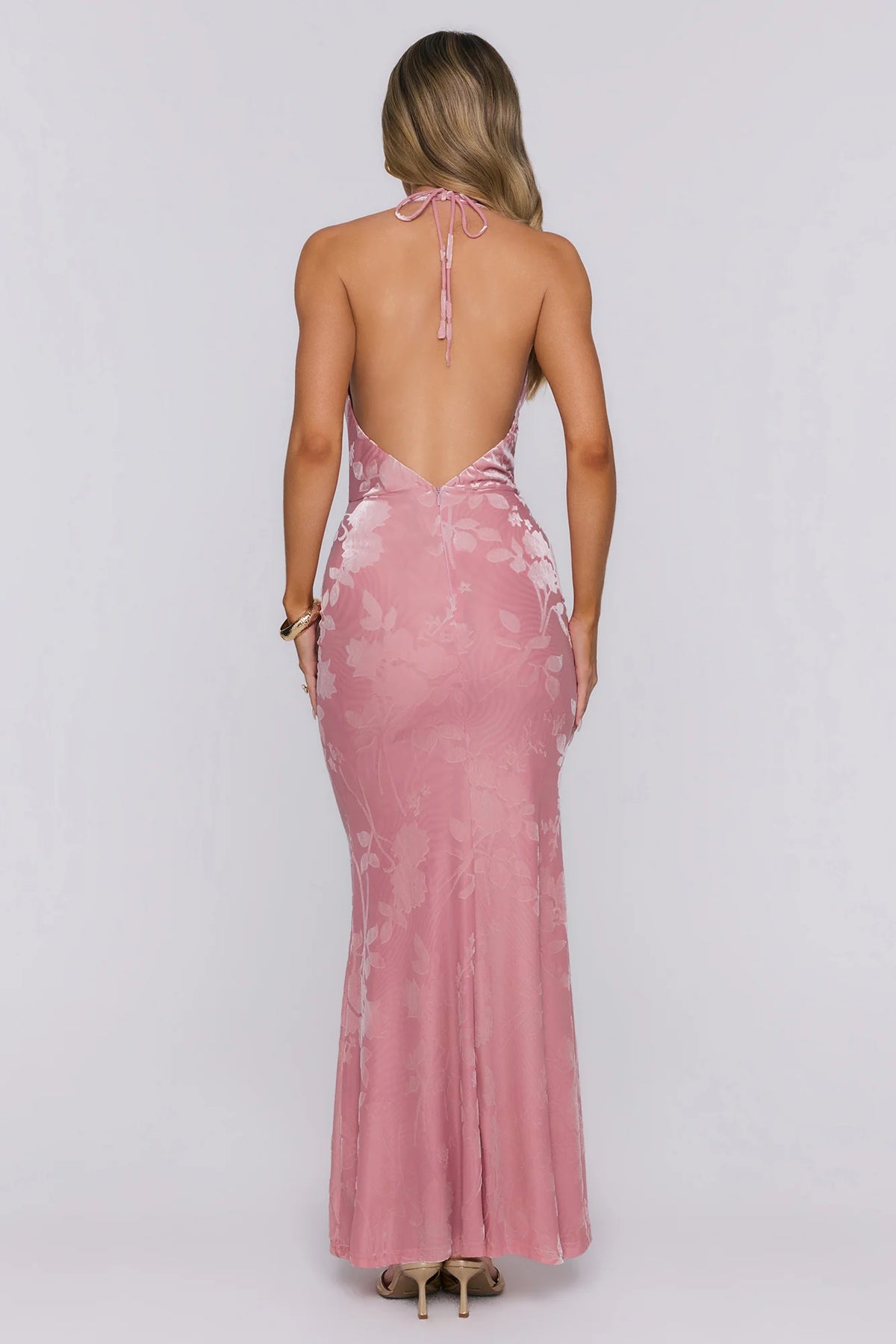 Star Energy Halter Maxi Dress Rose