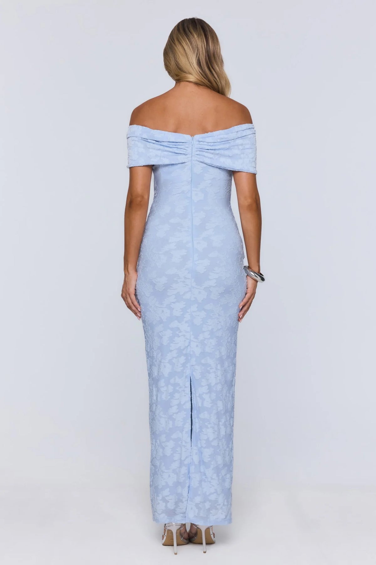 Sunshine Pop Off Shoulder Maxi Dress Blue
