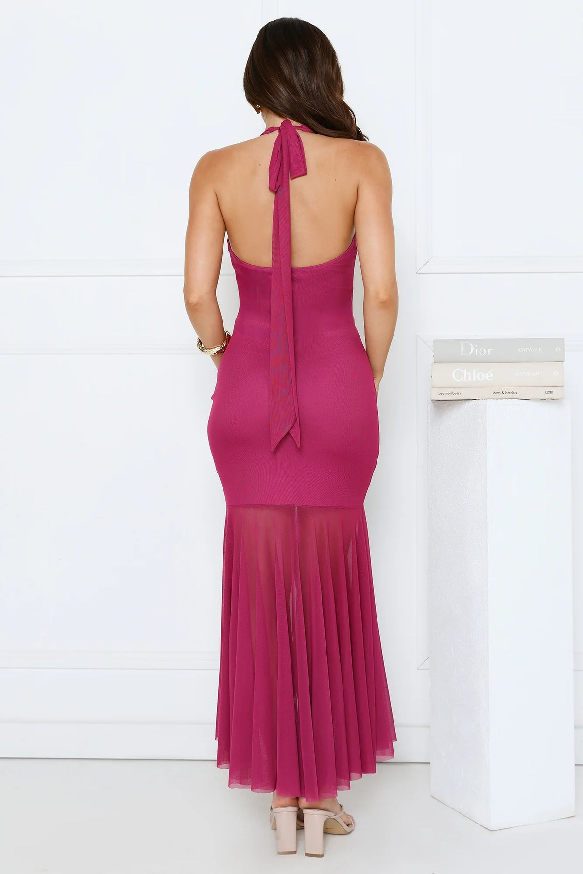 Twilight Luxe Escape Halter Maxi Dress Plum