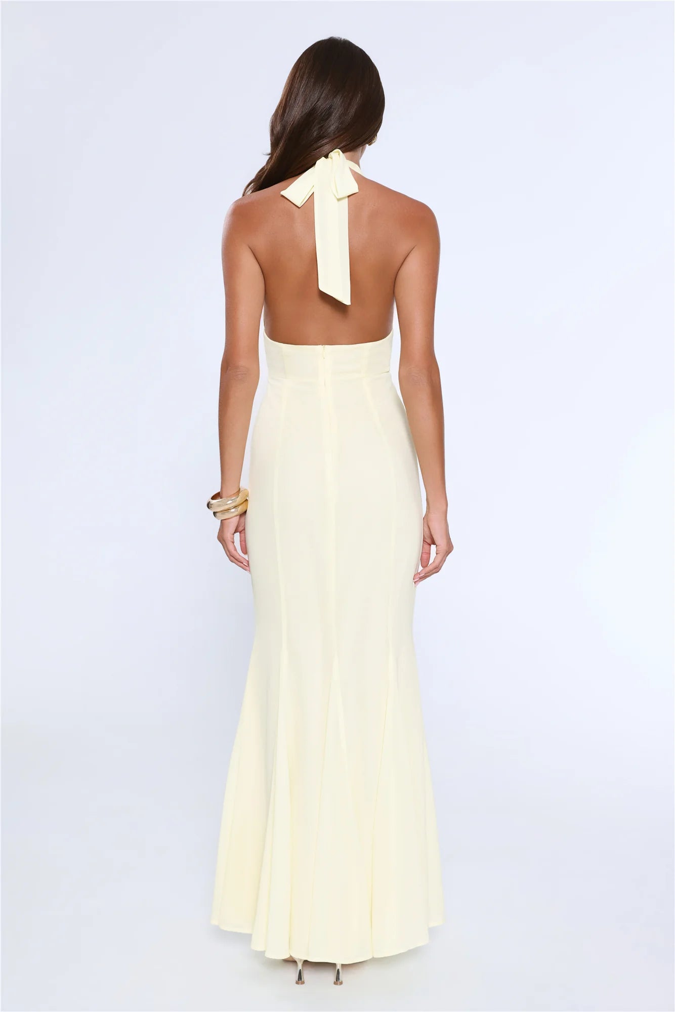Vibe Dazzle Halter Maxi Dress Yellow
