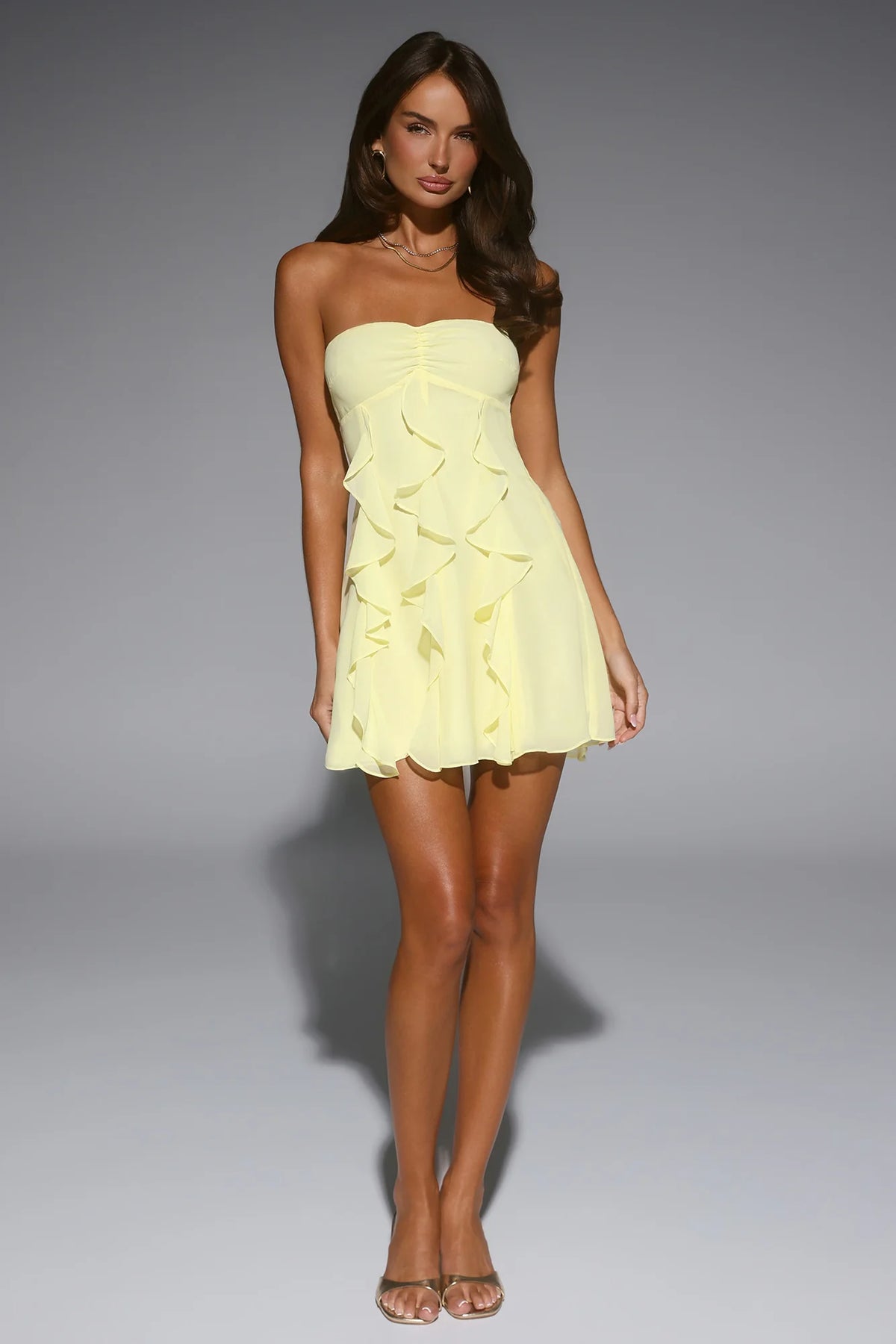 Imagine It Strapless Mini Dress Yellow