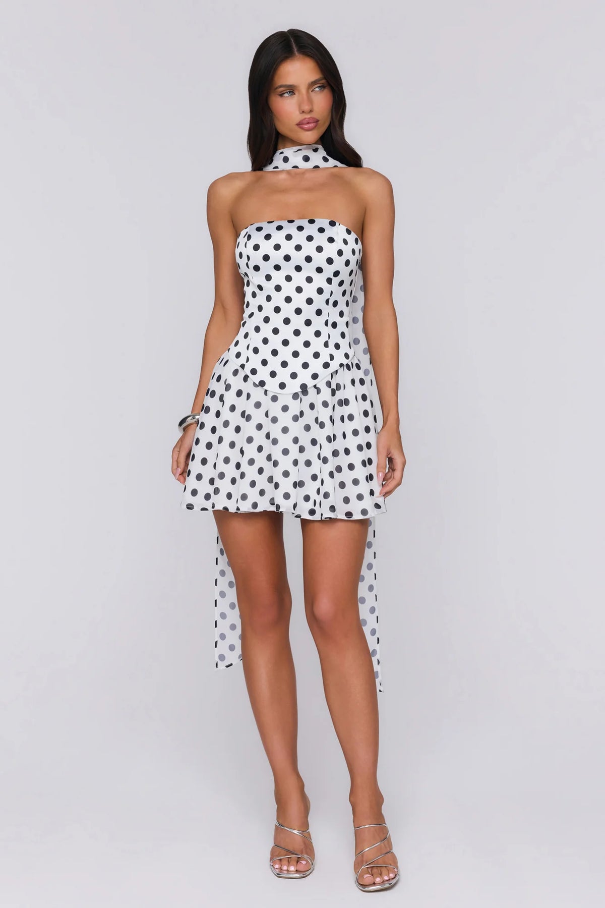 Twirl In Dots Polka Dot Mini Dress White