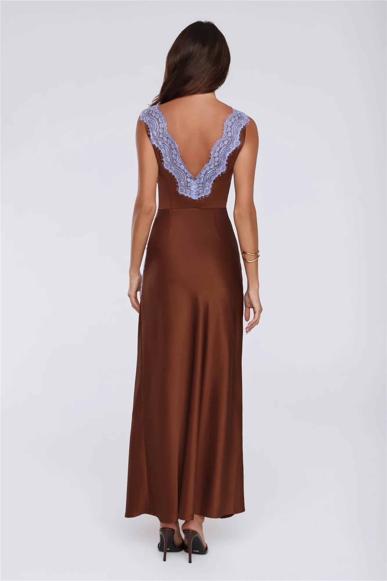 Iconic Heat Satin Maxi Dress Brown