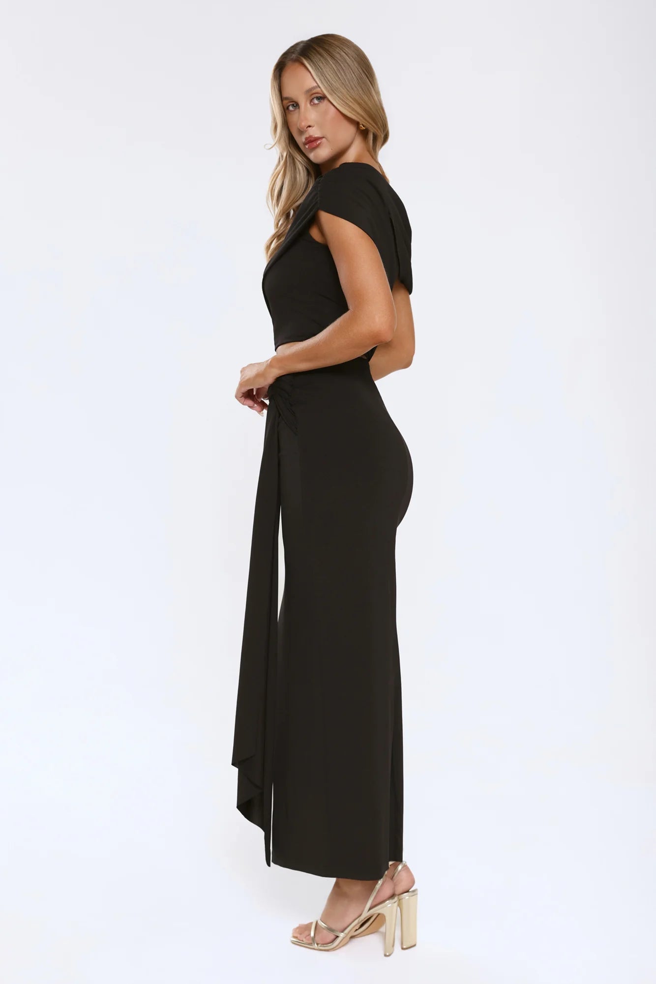 The Mood Piece One Shoulder Maxi Dress Black