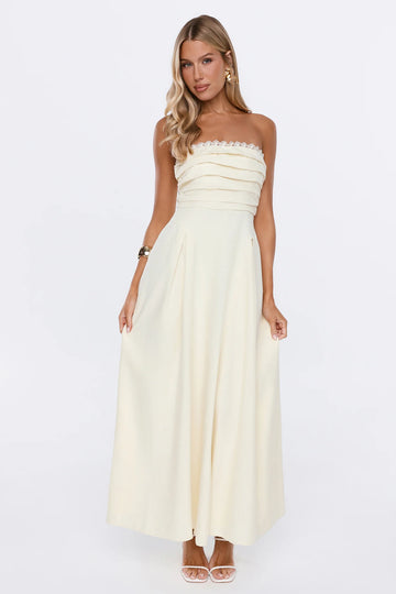 Lovely Affair Strapless Maxi Dress Yellow