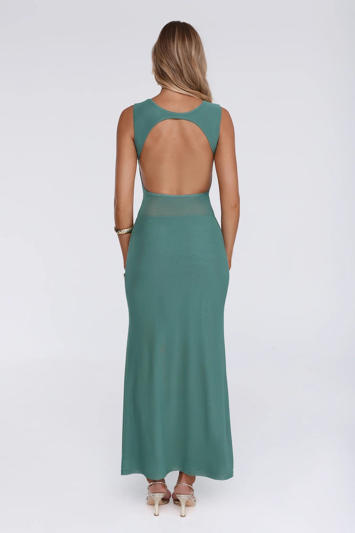 The New Standard Mesh Midi Dress Teal