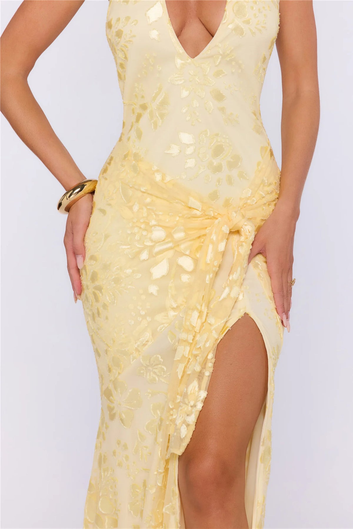 The Wish List Halter Maxi Dress Yellow
