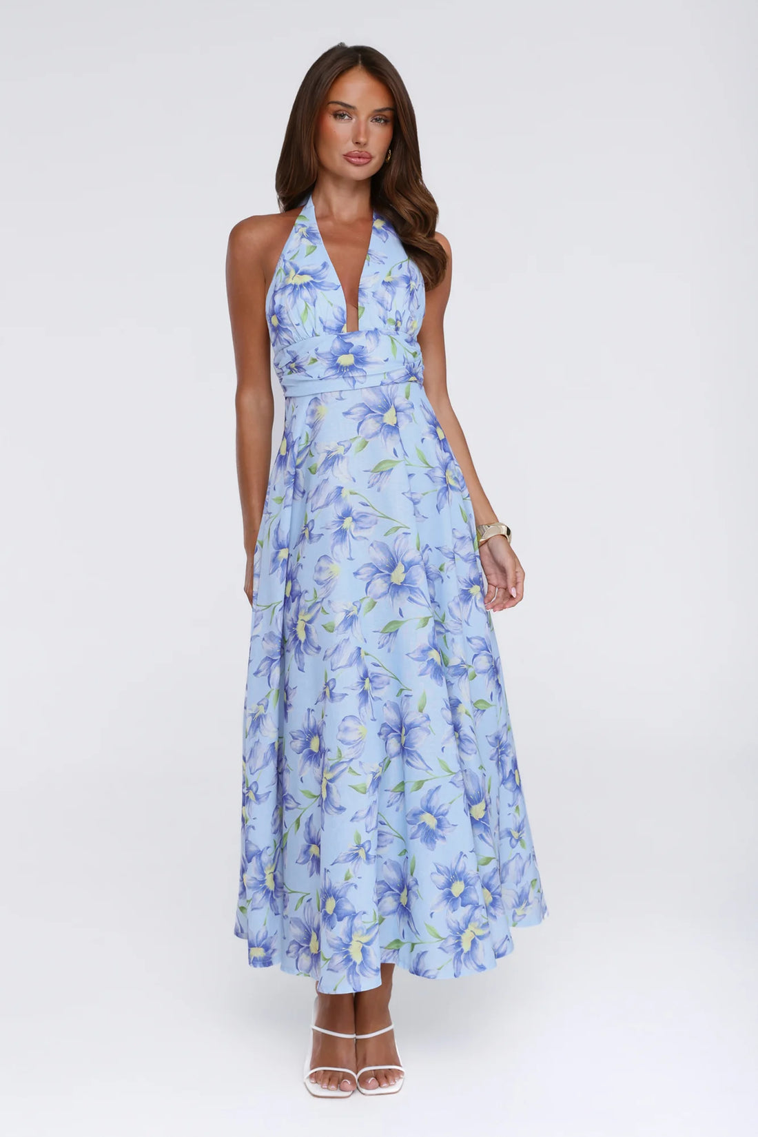 Doll Season Halter Maxi Dress Blue