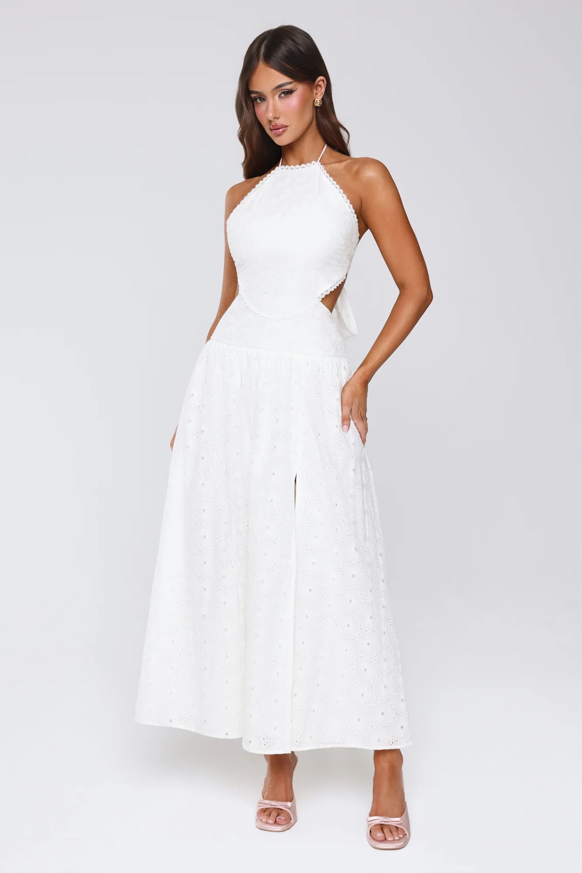 Soft Swoon Halter Maxi Dress Off White