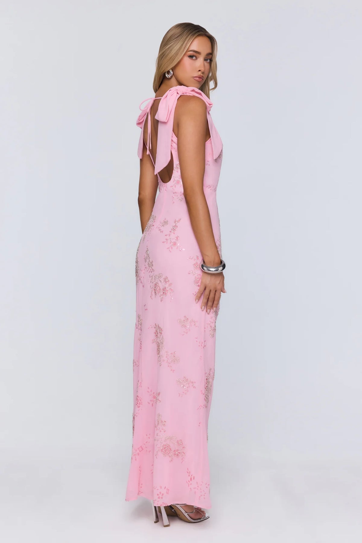 Soft Icon Energy Embellished Maxi Dress Pink