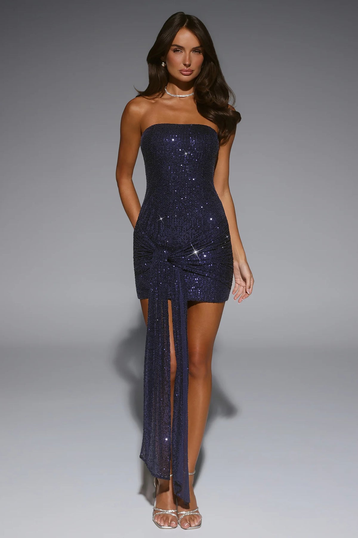 Own It Fully Strapless Sequin Mini Dress Navy